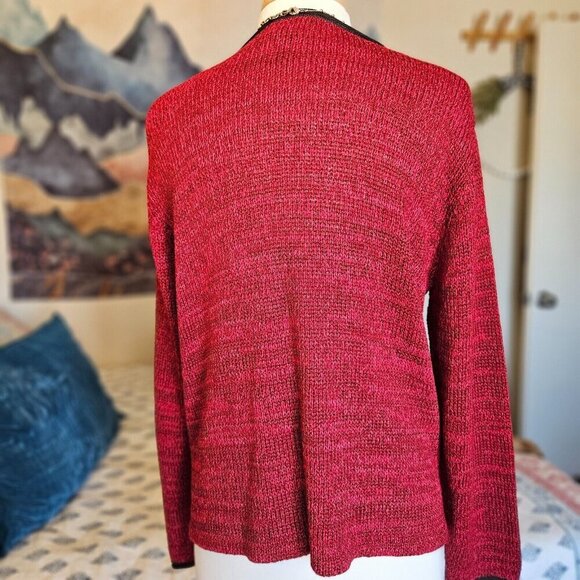 Vintage Sigrid Olsen Red Embroidered Cardigan Sweater – Size L - Picture 10 of 12